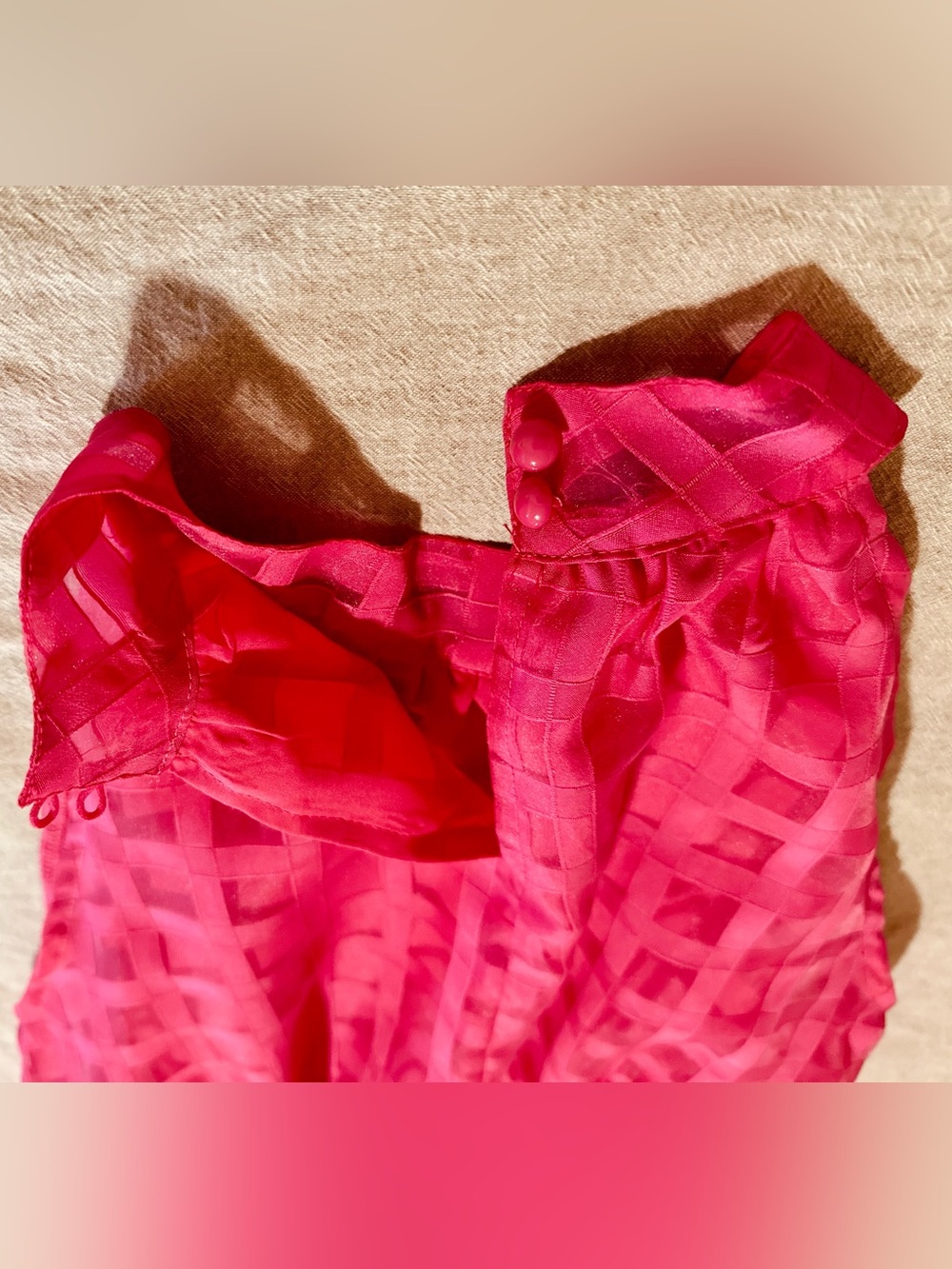 Windowpane Chiffon Halter Maxi Dress in Fuchsia Pink - Women’s L - Picture 10 of 16